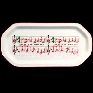 VTG Ron Gordon Deck the Halls Christmas Candycane Ceramic Tray Platter Cookie